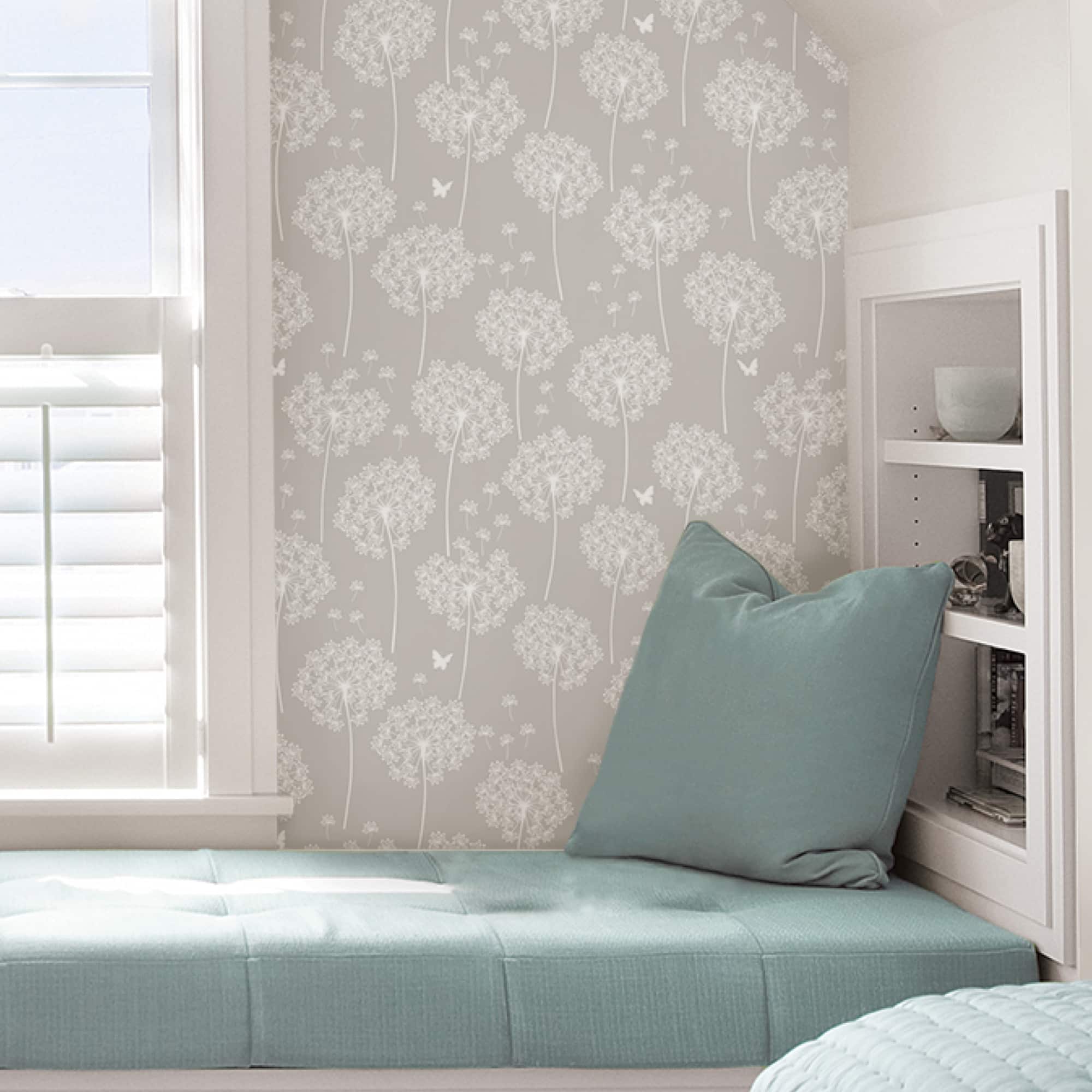 NuWallpaper Dandelion Gray Peel & Stick Wallpaper
